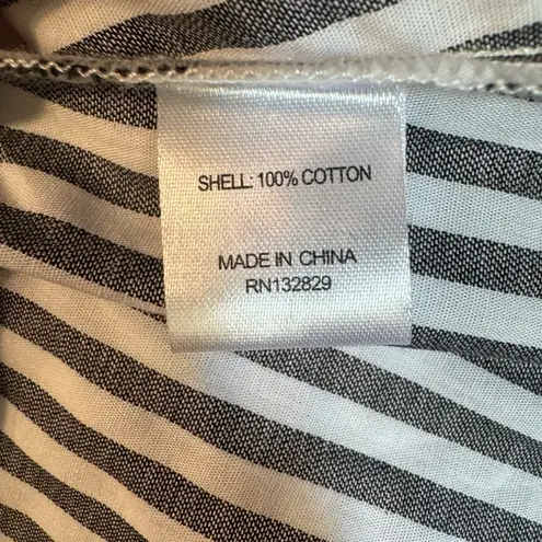 L'Academie L’Academie Alex Bell Sleeve Striped Duster Dark Charcoal/white Size S