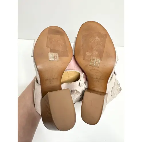 Sylven New York Sandals Womens Size 5.5 Open Toe Suede Floral Appliqué Open Toe Pink