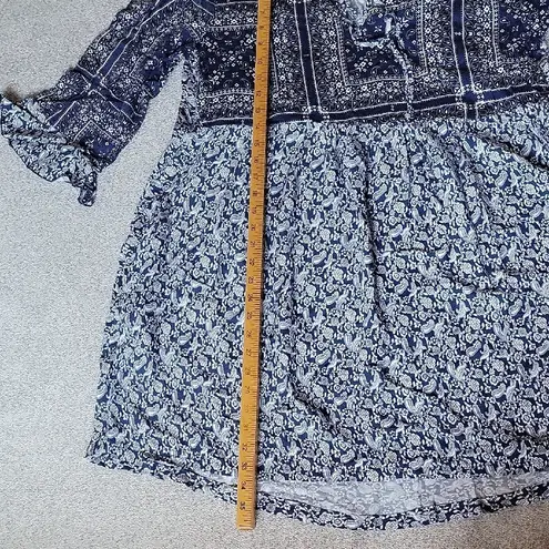 Suzanne Betro Boho Tyle Navy and White Floral Patterned Dress Size XL