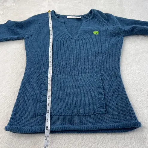 Energie Vintage Y2K Acrylic Stretch Knitted Sweater Womens Size M Blue Pocket