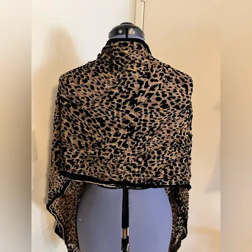 Vintage Brown Black Velvet Leopard Wrap/Shawl