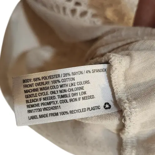 Ava & Viv Beige Floral Lace Front Sleeveless Scoop Neck Casual Tank Top Size 3X