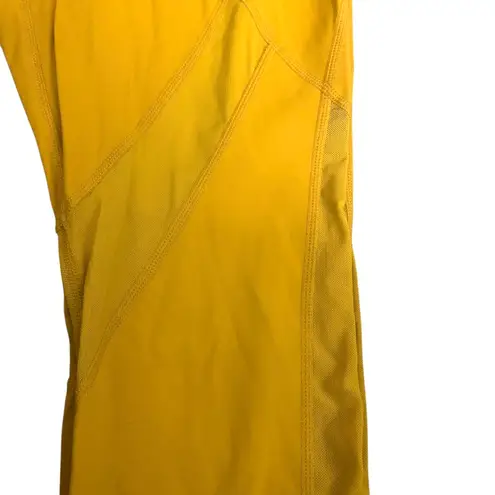 Zyia Active Mustard Yellow Mesh Panel Crop Leggings Size 6-8 Athleisure Yoga