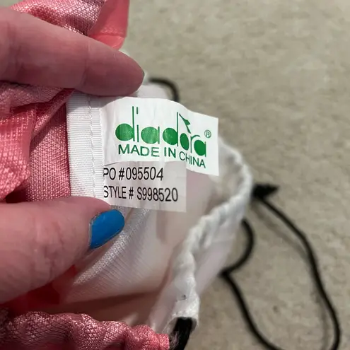 Sale! Diadora Pink White Drawstring Bag Sports Soccer Nylon Knapsack B5