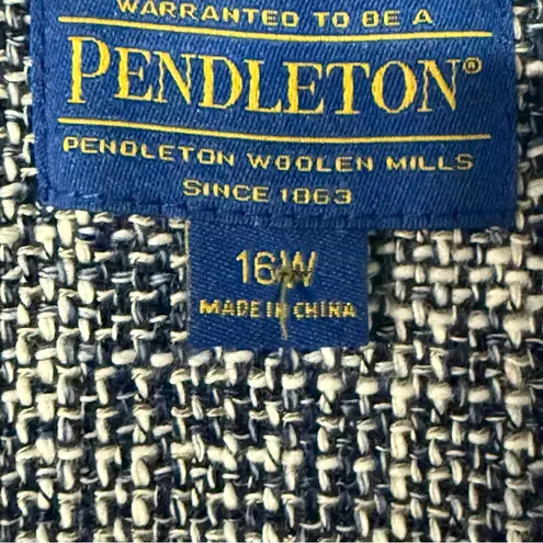 Pendleton Jacket Women 16W Deep V Neck Zip Up Tweed Multicolor Business Casual