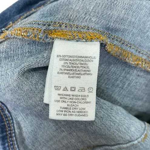 Free People 🌹 Super Flare Jeans Embroidered Pockets 29 Boho Mid Rise Stretch