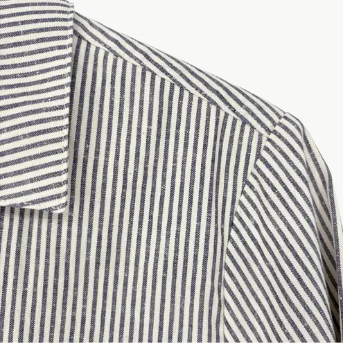 Sézane Tomboy Button Down Long Sleeve Shirt | Size US 6 (38) | Ecru/Blue Stripes