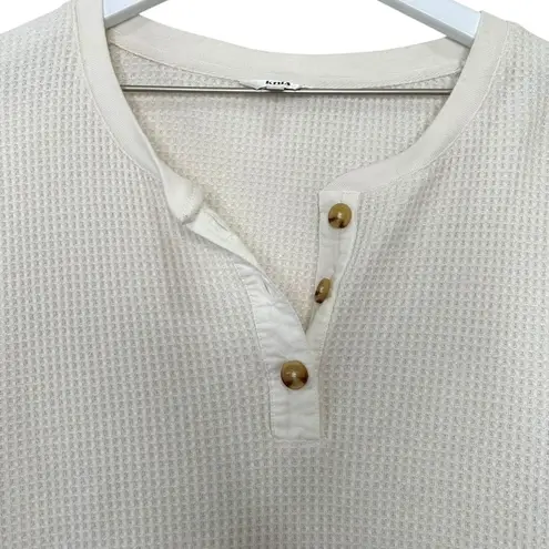 Knix Women’s Waffle Henley Long Sleeve Thermal Top Cream Size M Size M