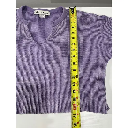 Madeline & Monroe Purple Waffle Knit Cropped V Neck Long Sleeve Top Size M Size M