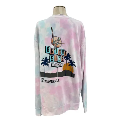 The Lumineers Brightside Roadside Motel Crewneck Sweatshirt Tie Dye Pink Blue XL