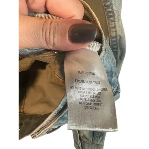 Design Lab Lord & Taylor Light Blue Patch Streetwear Denim Jean Jacket Women Med