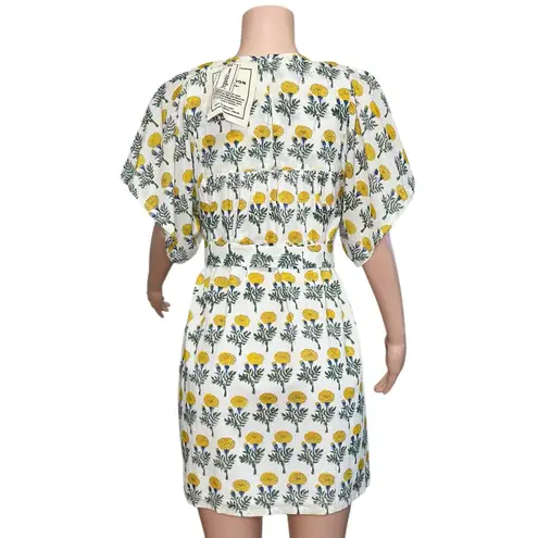 EMERSON FRY Basalie Mini Dress, Big Marigolds White Organic, XS