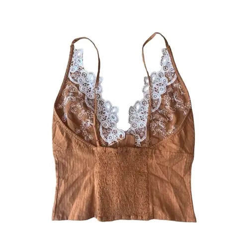 Free People  Lace Stevie Cami With Pearl Buttons