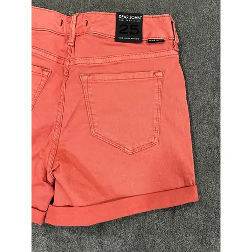 Dear John  American Classic Women's Coral Cuffed Jean Shorts Size 25 NWT Stretchy