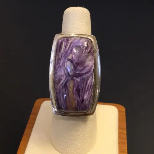 Amethyst Vintage Cabochon Sterling Silver Cocktail Ring Sz 7•1/4