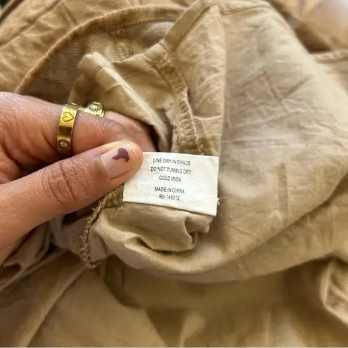 Saints + Secrets Tan/ beige Polka Dot Dress with Puff Sleeves