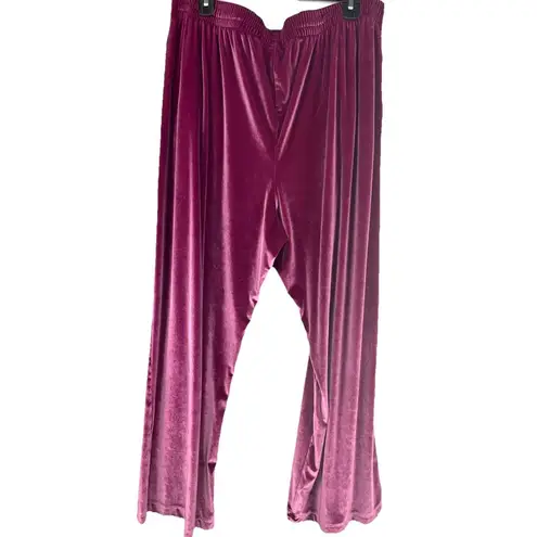 Victorias Secret XXL PINK Velour Shine Logo Wide Leg Pants Rhinestones Pockets Purple Size undefined