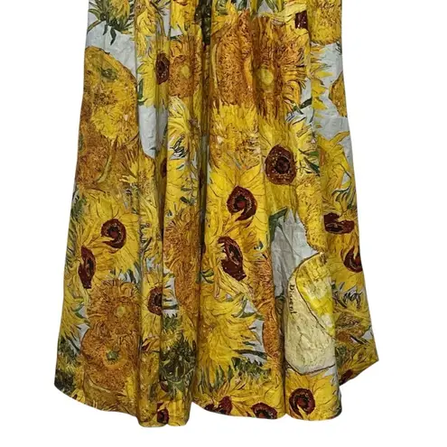 Selkie Tea Rose Dress Women’s Small Yellow Sunflower Cotton Puff Sleeve Midi