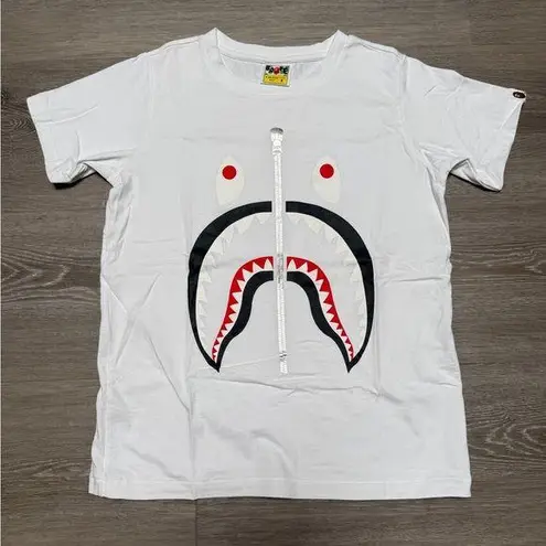 white BAPE shark t
