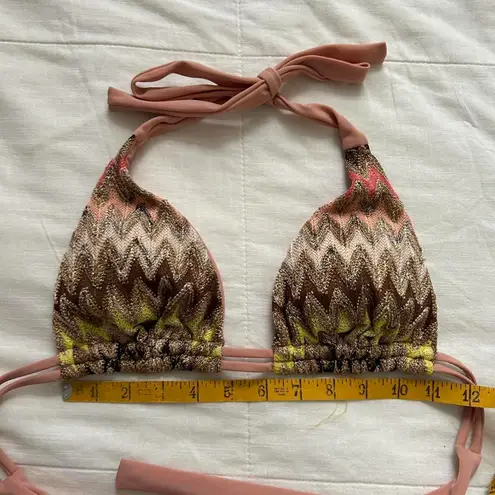 Chevron pink and yellow shimmer bikini top Size medium