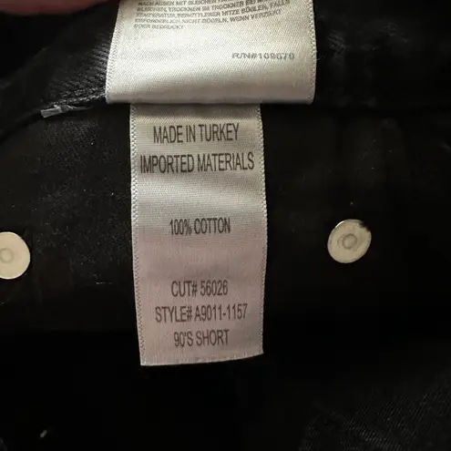 AGOLDE  90s Short Pinch Waist 27 Black High Rise Button Fly Raw Hem Jorts Shorts