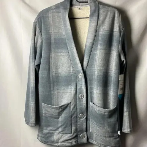 Free Country NWT LUXE+FLEECE WO SIZE MEDIUM GRAY PLAID SOFT FLEECE FUR LINED