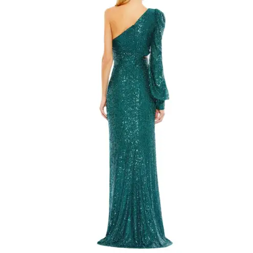 Mac Duggal Ieena for Green Sequined One Shoulder Cut Out Gown 26730 Women’s Sz 4