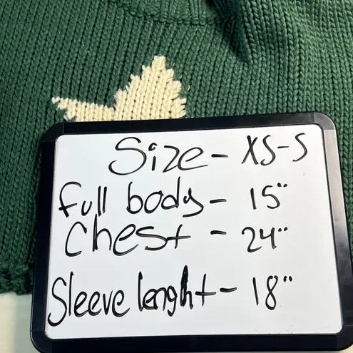 Edikted Green Star Crop Knit Sweater Women's XS S Chunky Cozy