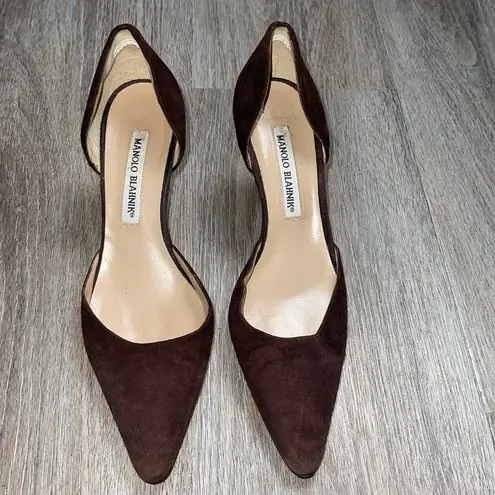 Manolo Blahnik D’Orsay Women's Brown Suede Heels Size 36.5 (US 6.5)