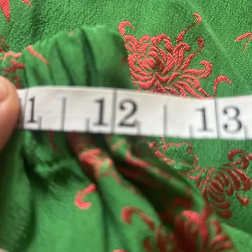 Vintage silk green flower print skirt size small