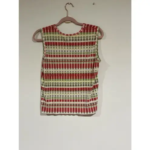 Plisse Top Blouse Multi Color Crinkles Pleats Accordion Stretch Large Red