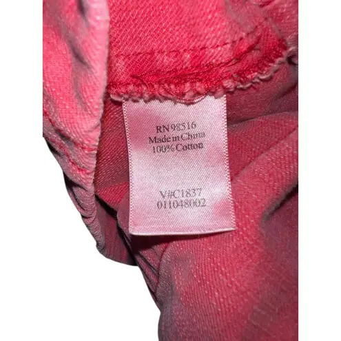 Coldwater Creek Jacket Womens Washed Red Cotton Pullover Denim Hooded Size 3X