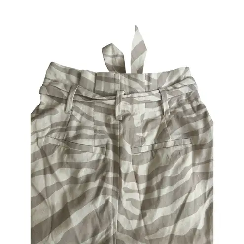 ANINE BING Beige Tan Zebra Print High Waist Belted Shorts Size 36 / US 6