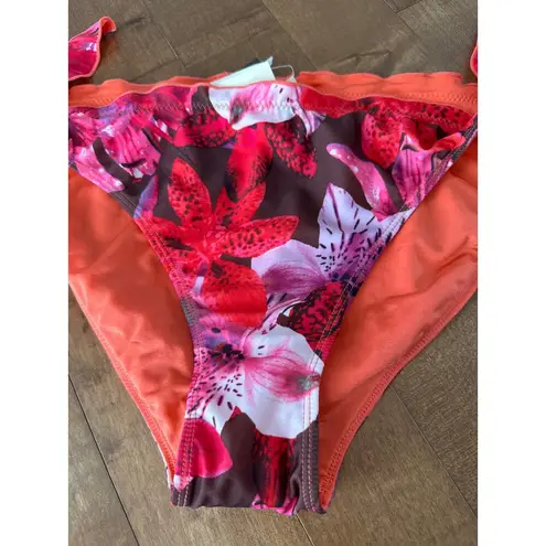 NWT Leilani Cali Pant Floral tropical Bikini bottom quicksilver size 12 Orange