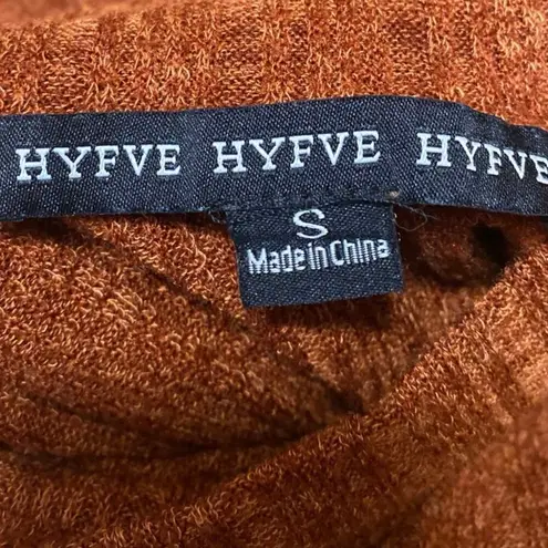 HYFVE  Rust Brown Turtleneck Long Balloon Sleeve Knit Cropped Sweater Top Size S - Image 3