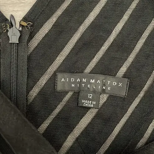 Aidan Mattox Niteline Black Shimmer Sleeveless Shutter Tiered Dress Size 12