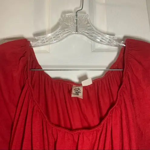 L8ter  Red Scoop Neck 3/4 Sleeve Tie Waist Blouse 1X