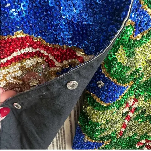 Festive Sequin Santa and Tree Vest Blue Size L