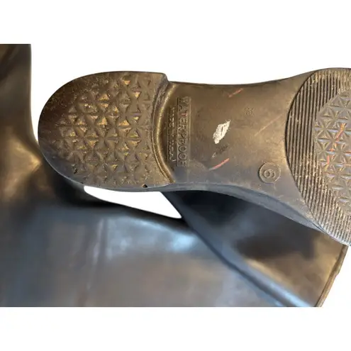 Vintage Womens Waterproof Black Riding Boots With Faux Fur Lining Size 6