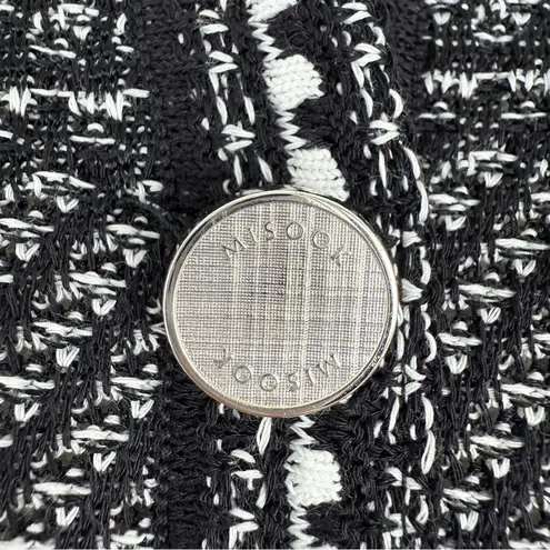 Misook Bold Plaid Tweed Knit Sheath Dress Short Sleeve Stretch Black White Sz S