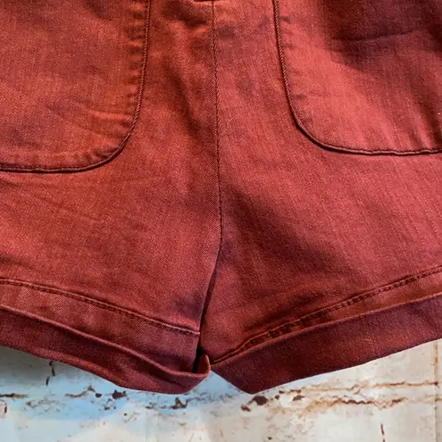 Cooperative Maroon high waisted shorts zip back 0