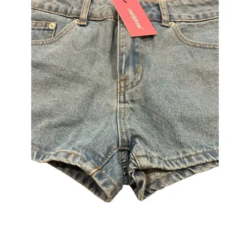 Edikted  Cut-Off Shorts Womens Size S Blue Washed Denim Bows Summer Casual NWT