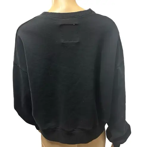 Hollister  California Black Crew Neck Long Sleeve Cropped Sweatshirt Womens Large