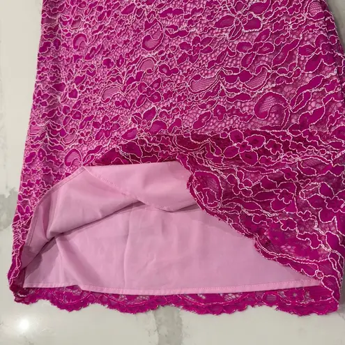 CeCe by Cynthia Steffe Floral Lace ShortSleeve Shift Dress Womens 6P FuchsiaPink