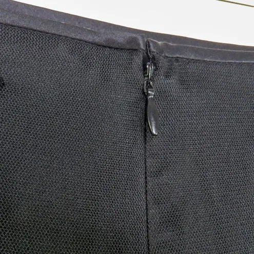 Tahari 90s Vintage Black Frayed Tassel Midi Skirt Pencil Skirt with Sequins 29"