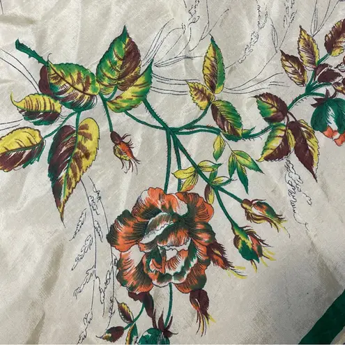 Vintage Yellow & Green Floral Scarf