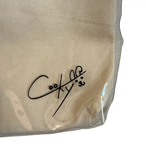 BT21 Cooky Canvas Tote Bag with Clear Overlay – Official Line Friends Pink