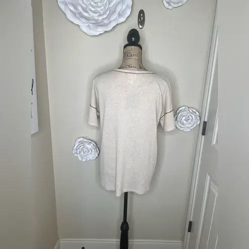 Bibi Split Front Pink and White Leopard Print Women's Top Size Small