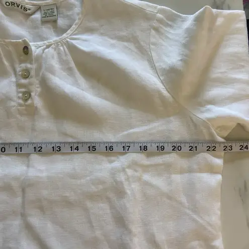 Orvis 100% Linen Shirt Womens L Button Front Boxy Lagenlook Beach Vacation Top