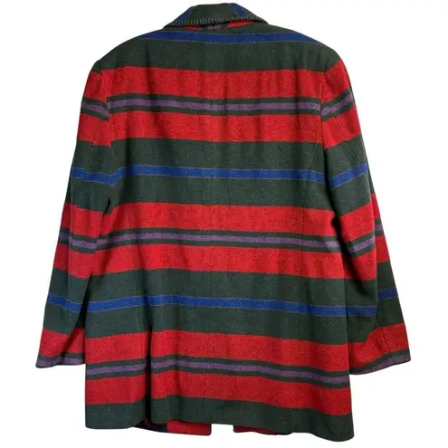 Vintage Casual Corner Women's Retro Holiday Striped Blazer Wool Blend Winter 10 Red